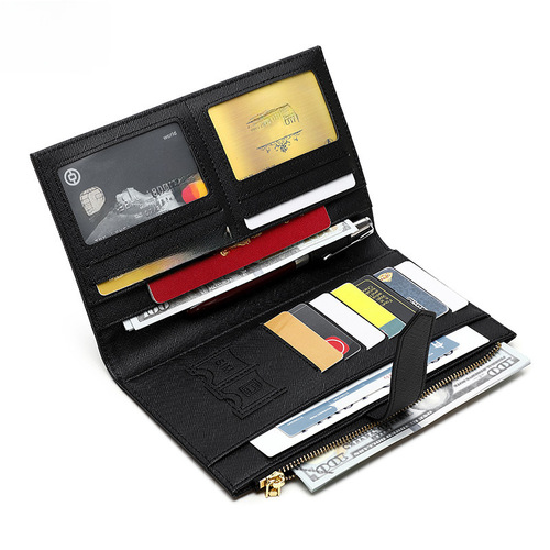 Cross-border new RFID anti-magnetic passport bag zipper fastener document bag passport holder multi-functional long women's wallet