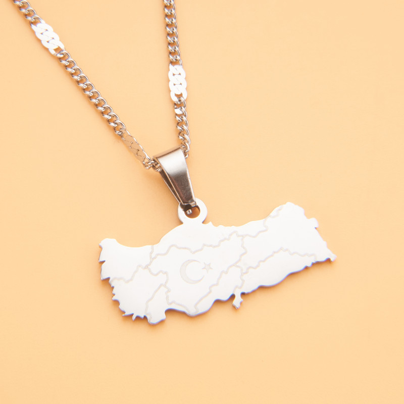 Gioielli colorati con ciondolo, mappa di vendita calda, collana con ciondolo della città, temperamento maschile e femminile, acciaio inossidabile personalizzato_voghion.com