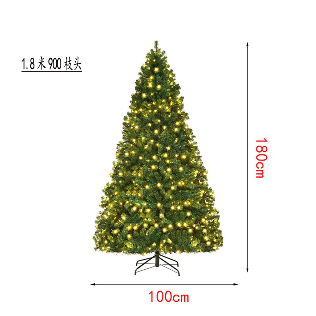 Árbol de Navidad de pvc encriptado 180cm Hotel de Navidad de tamaño completo Decoración del centro comercial Árbol de Navidad de simulación de piso