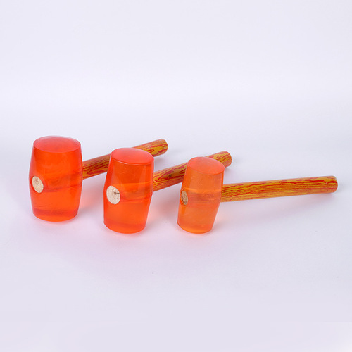 Shockproof wooden handle rubber hammer for ceramic tile floor installation and decoration tools rubber hammer high elastic transparent rubber hammer