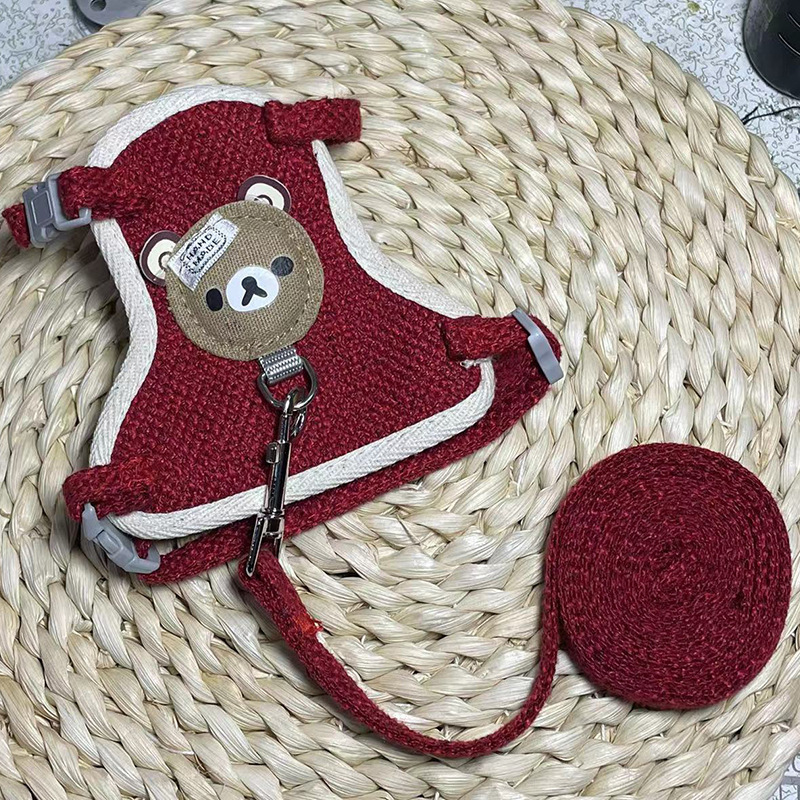 猫狗牵引绳防挣脱外出专用可调节背心式猫链遛猫绳挂球胸背猫背带|undefined