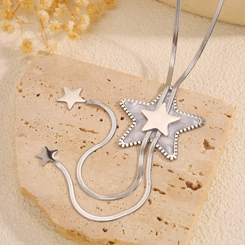 Star Classic Style Titanium Steel Y-Necklace Plating Lobster Trigger Clasp Closure display picture 2