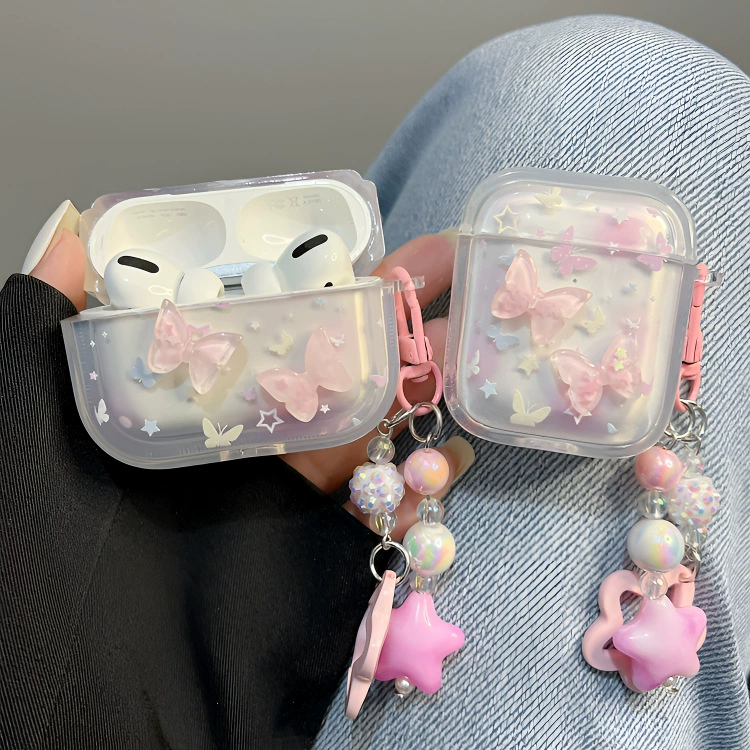 Ins Girl Heart Smudged Butterfly подходит для Airpods4, чехол для наушников Apple Airpodspro2, защитный чехол 23 поколения