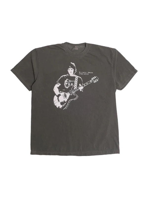 Elliott Smith folk singer guitar washed vintage short-sleeve men's T-shirt Elliott Smith folk singer guitar washed vintage short-sleeve men's T-shirt
