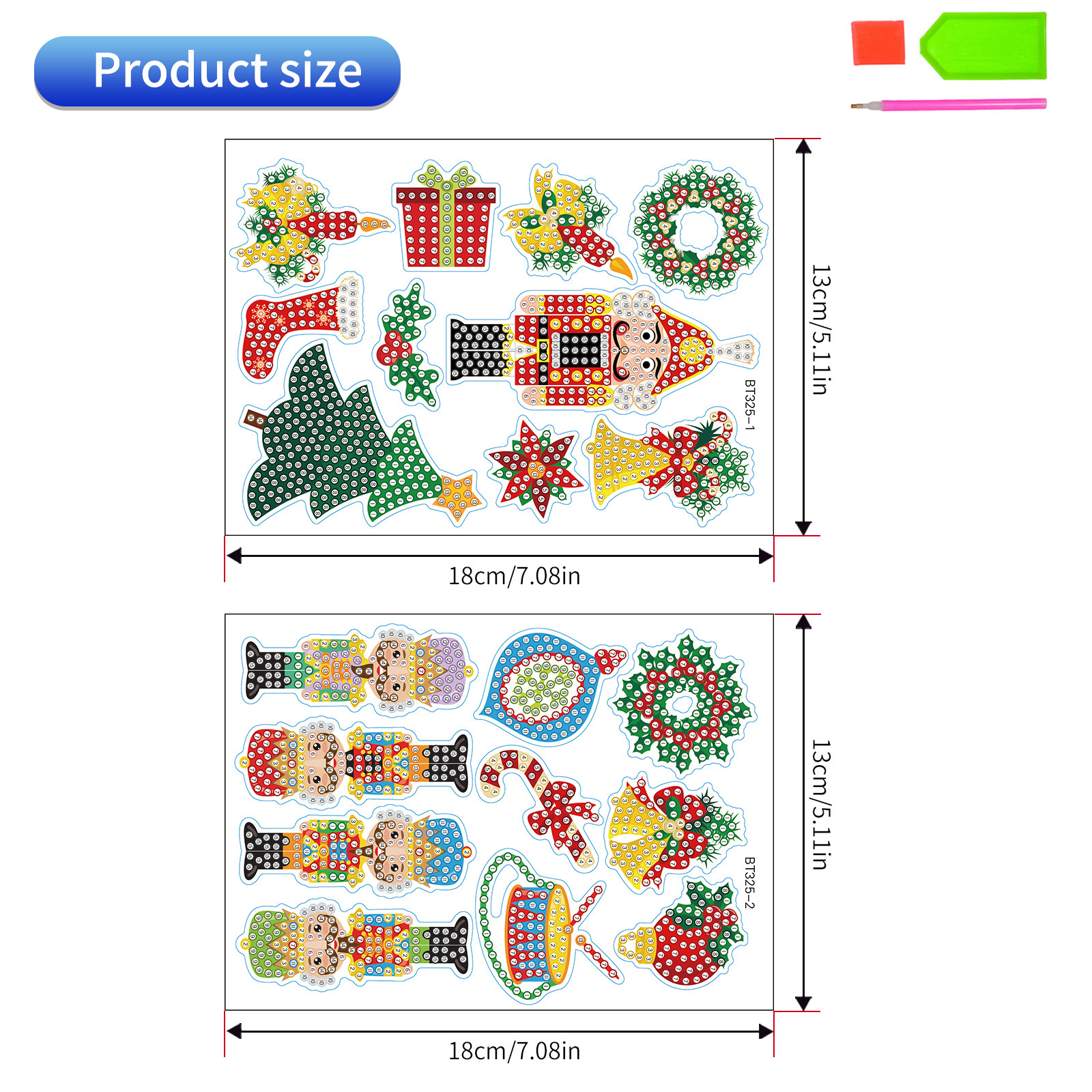 Dibujos animados Navidad Pintura de diamantes Pegatinas al azar Hecho a mano Diy Pintura de mampostería Pegatinas de pared Pegatinas para niños Pegatinas Diamantes redondos