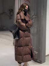 2025年冬季新品高端线咖色时尚中长款棉被款白鸭绒羽绒服外套女潮