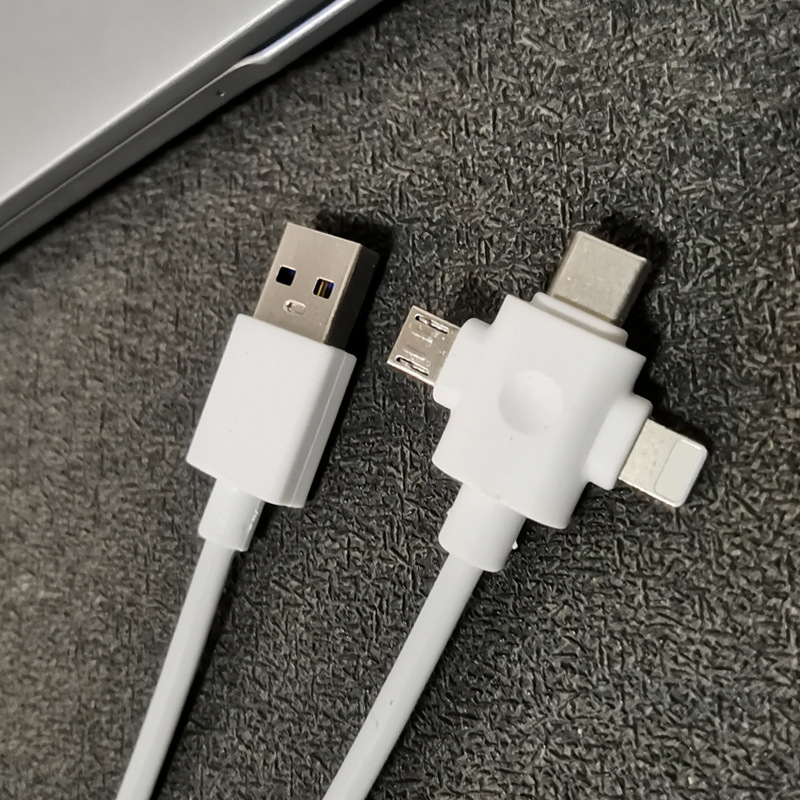 Mobile phone with to data cables suitable for Android Type-C Apple cross mirror three in one fast charging cable_voghion.com