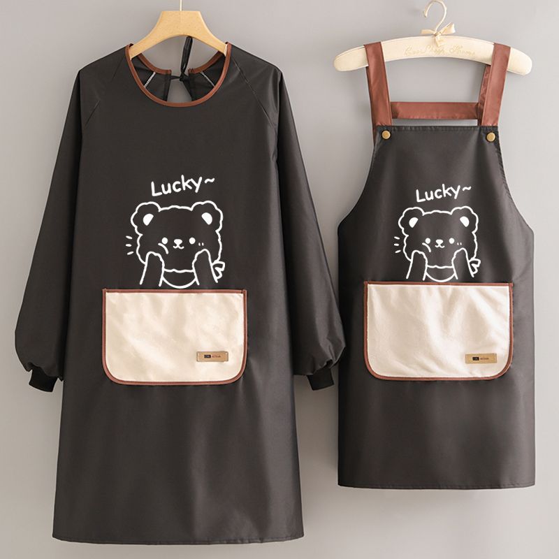 household kitchen waterproof and oilproof apron dining dedicated adult work clothes long sleeve coverall female cooking apron men