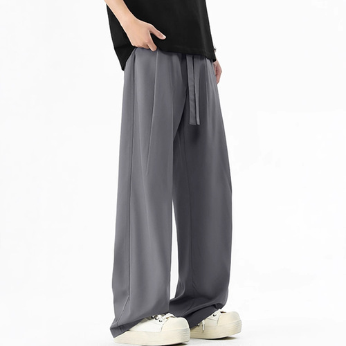 Men's Deep Gray High-End Style Pants 2025 Summer New Japanese Youth Flared Suit Wide Leg Casual Trousers