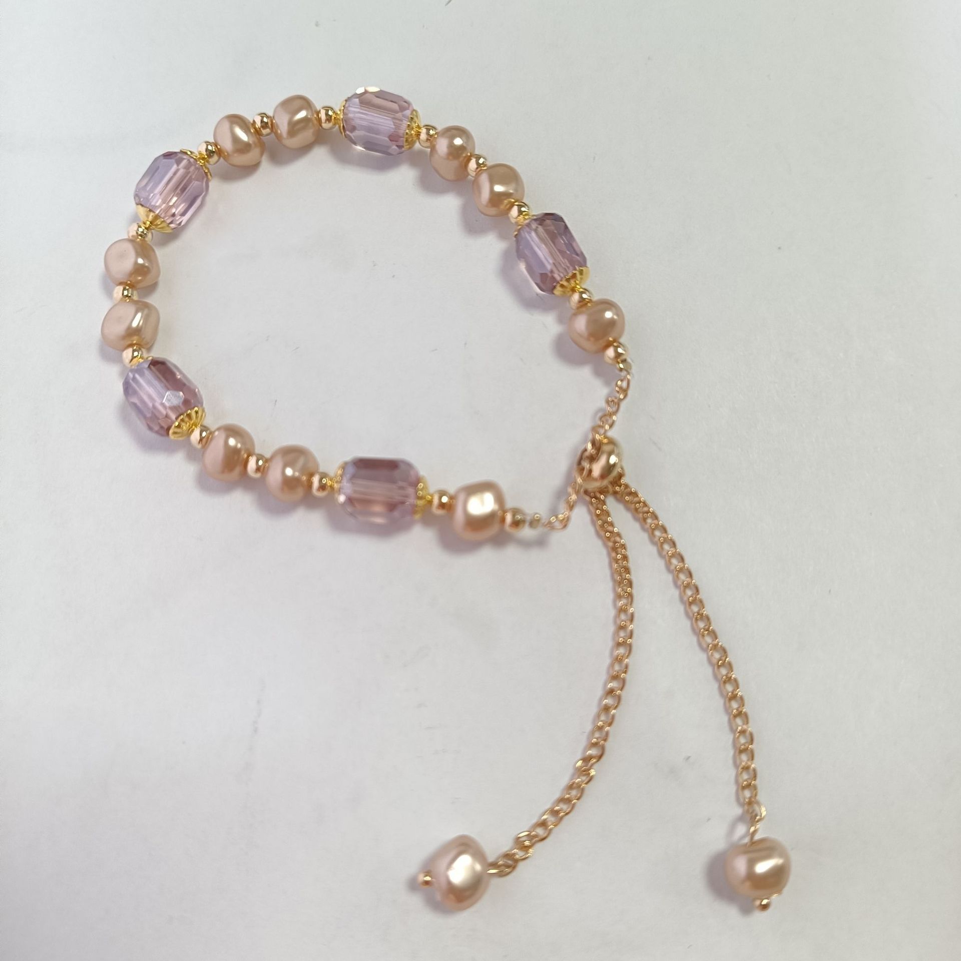 Braccialetto di perle viola in stile francese per donna, bracciale di cristallo di alta qualità con design di nicchia, gioielli per la migliore amica_voghion.com