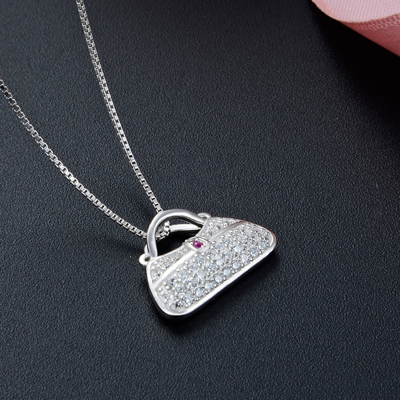S925 plata incrustada con diamantes de zirconio personalidad creativa pequeña bolsa de viento perfumada colgante de moda coreana accesorios de collar temperamento