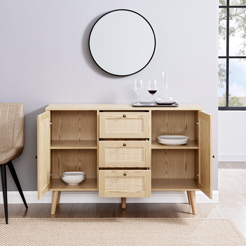 Cocina nórdica gabinete lateral ratán japonés simple té gabinete dormitorio gabinete lateral armario de madera de cerezo creativo