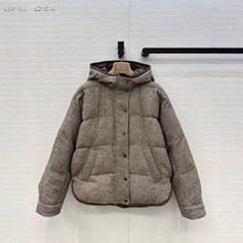 2025秋冬新款 高级随性 保暖百搭 老钱风羊毛双面可穿羽绒服 批发