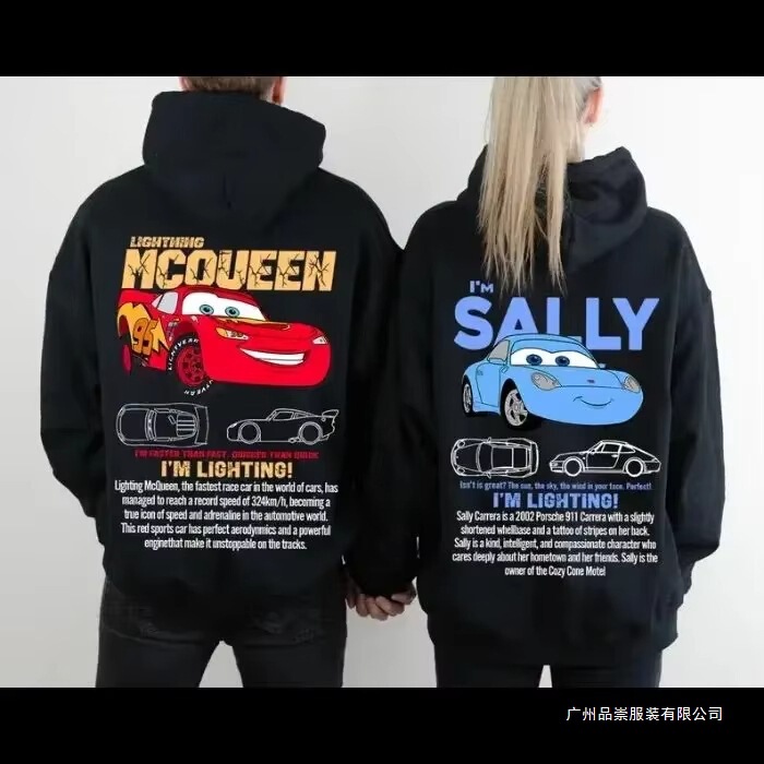 Couple Car Movie Hoodie Lightning Mcqueen Sally Carrera Car Hoodie Mcqueen and Sally Funny