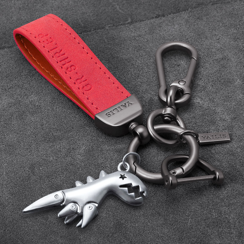 레드 스웨이드 + 허리 매달려 + 실버 공룡 [D 버클 보내기]]