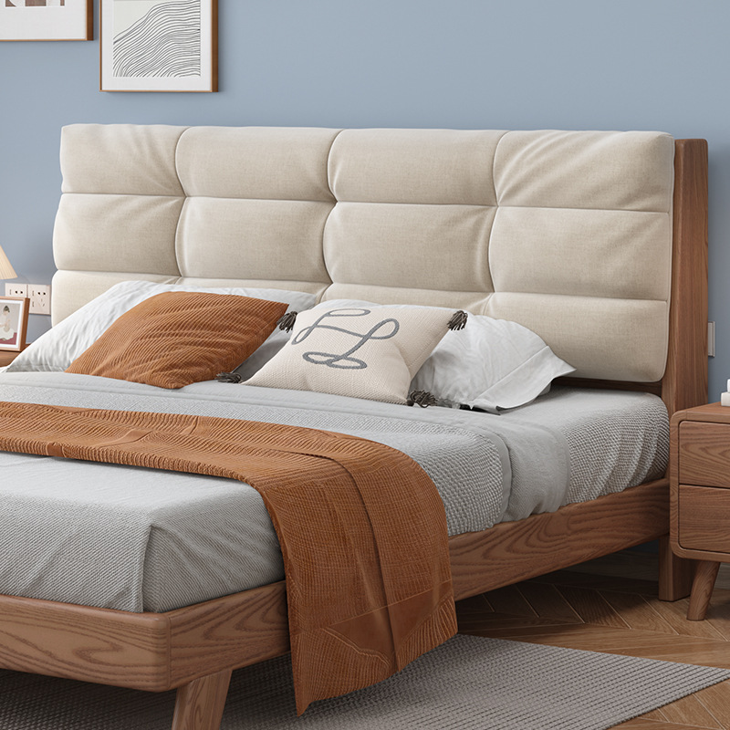 Nórdico cera blanca nube cama japonés dormitorio principal 1,8 m cama doble simple moderno viento silencioso suave cama de madera maciza