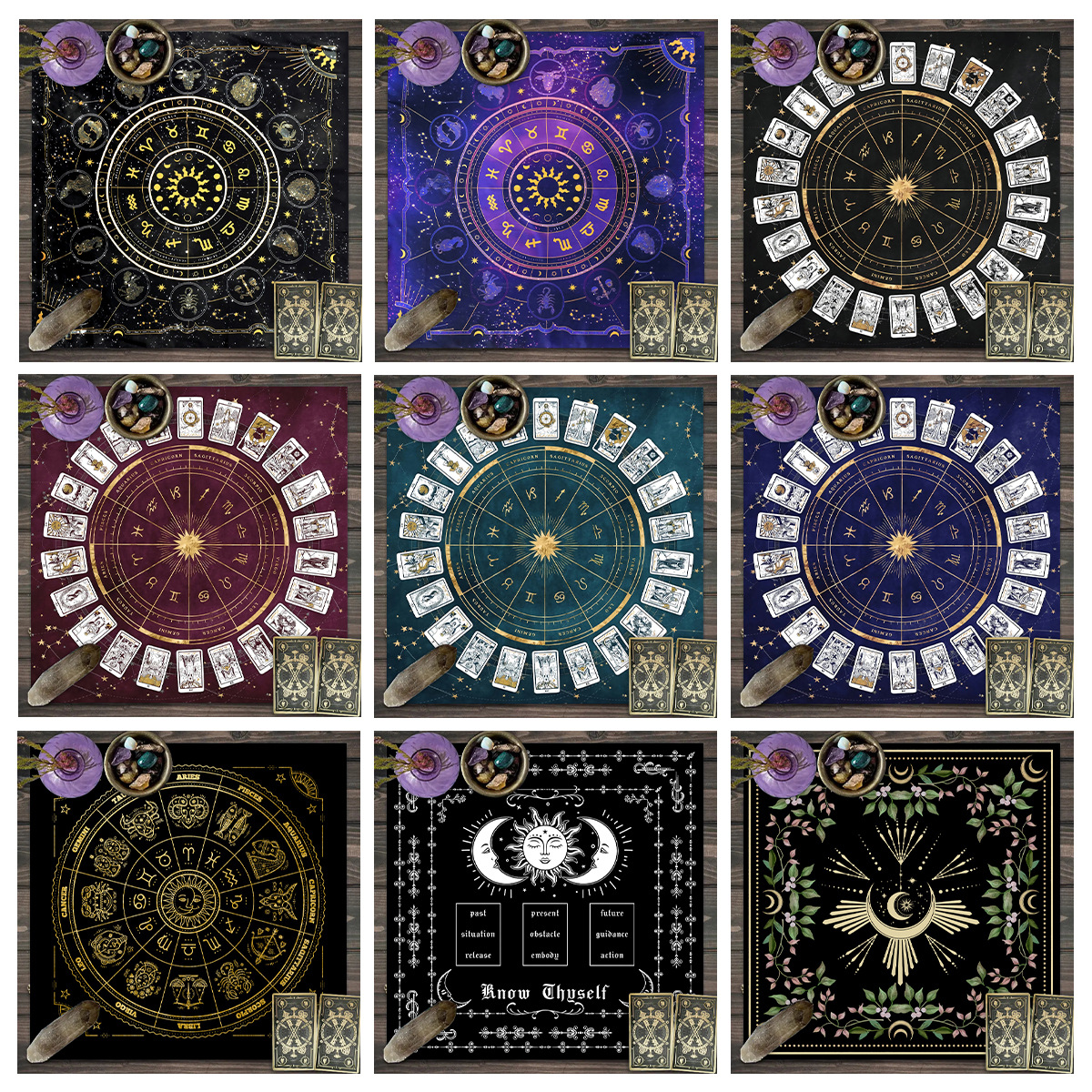 塔罗牌桌布神秘塔罗牌星空月相装饰台布桌游剧本杀推牌游戏桌布