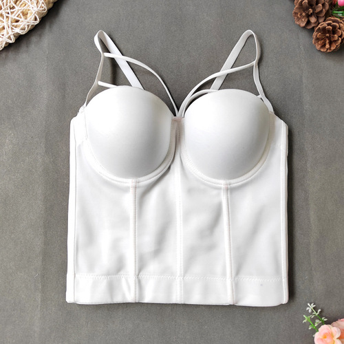 Sweet and fresh long camisole, worn outside and inside, with a fishbone bra-style tunic top, European and American tight-fitting tube top