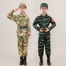 兒童迷彩服套裝軍訓服裝虎斑迷彩野營作訓夏令營戶外表演運動服裝