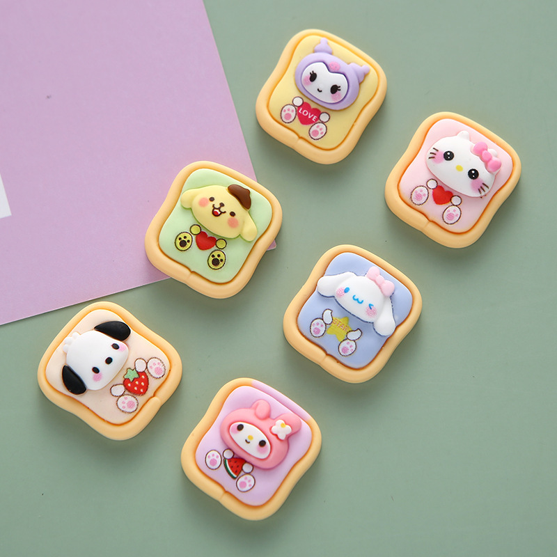 Nuevo animal tostado resina terminado accesorios de alimentos DIY crema pegamento teléfono caso diadema nuevo Sanrio material venta al por mayor