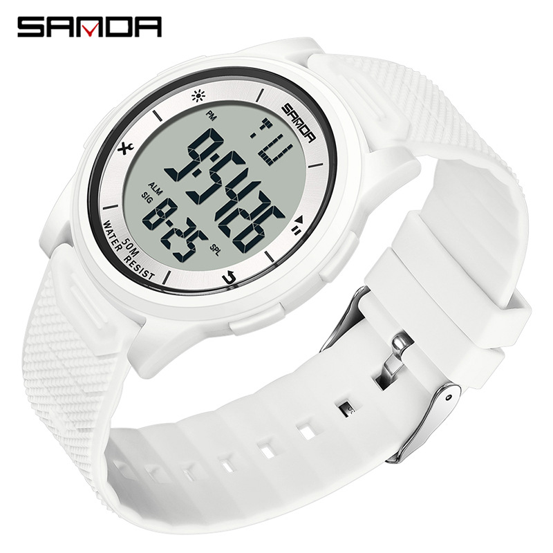 SANDA SANDA un solo movimiento impermeable nocturna reloj electrónico de tendencia juvenil reloj de pulsera de moda para hombres y mujeres