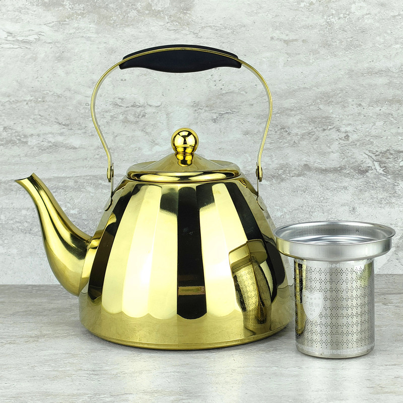 Tetera de acero inoxidable con estilo bohemio, ideal para té y restaurantes