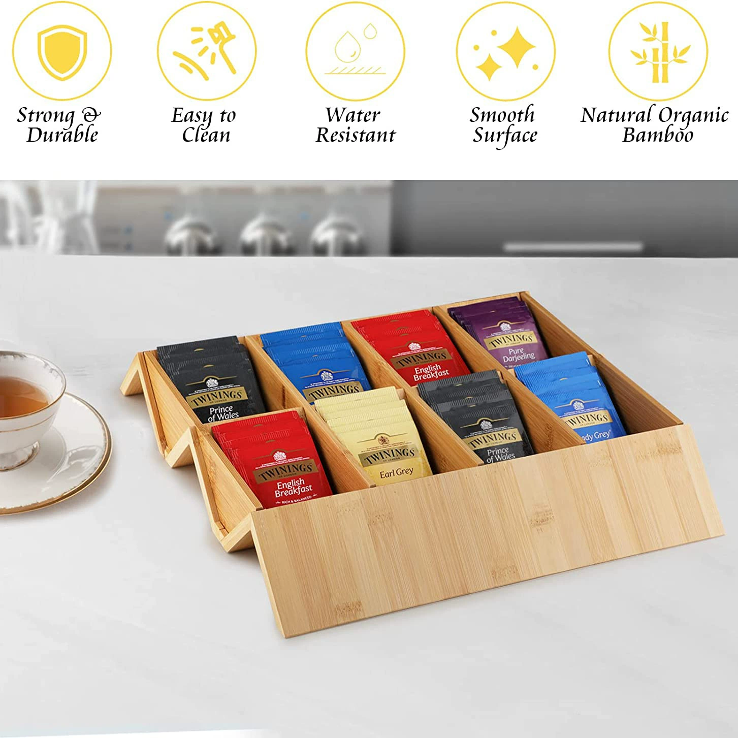 Древесная коробка для хранения Современный минималистичный ящик для хранения чая в пакетиках