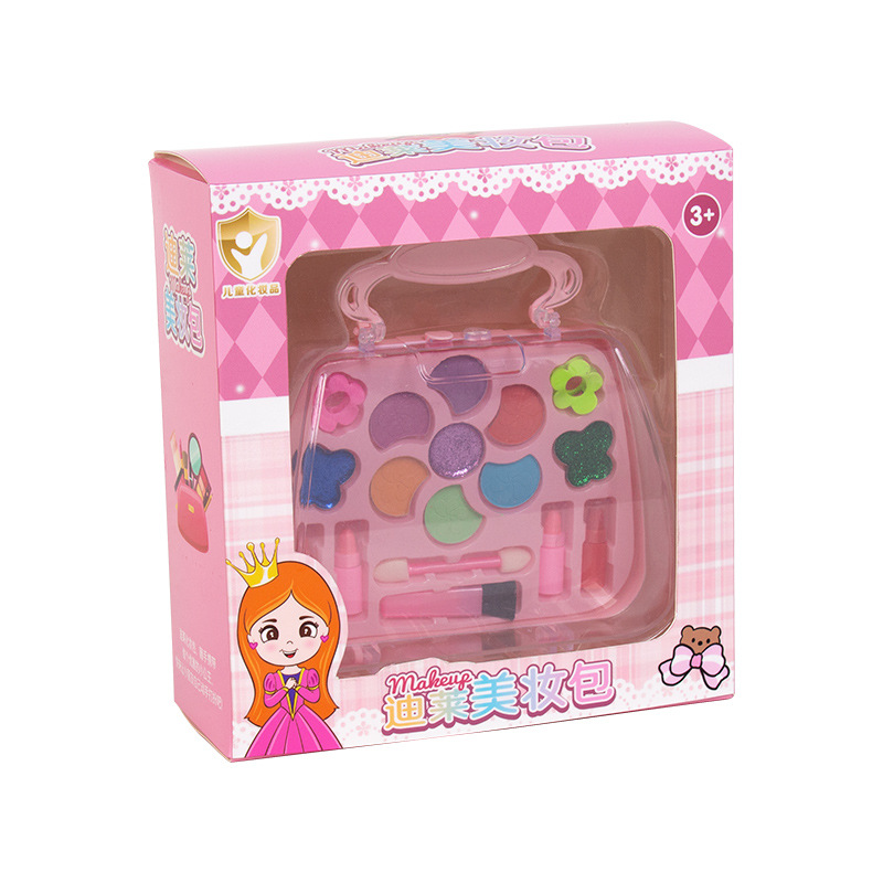 Caja de regalo de maquillaje infantil transfronterizo juguetes princesa maquillaje caja de mano conjunto de sombras de ojos lavados con agua
