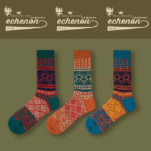 袜子男女秋冬潮牌阿美咔叽美式红冀工装民族风加厚粗线双针双路袜