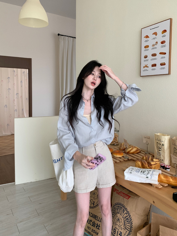 2025年夏の新しい韓国デザインの高品質でクールな女性用長袖シャツ+スカートカジュアルスーツのリアルショット|undefined