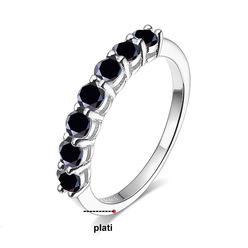 S925 plata 70 puntos anillo de diamantes de color siete princesas siete estrellas anillo de diamantes para mujeres superpuestas simple moda al por mayor