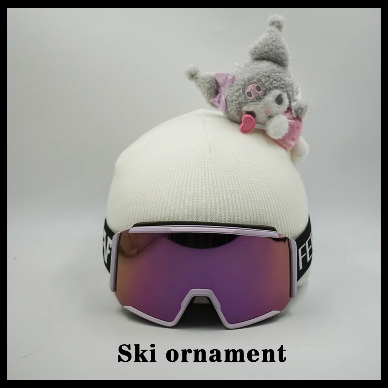 Gray Kuromi Winter Warm Hat Cover Handmade Ski Helmet Cover Windproof