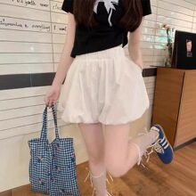 芬娜富灯笼花苞短裤女ins夏季薄款日系甜美a字阔腿裤宽松休闲裤子