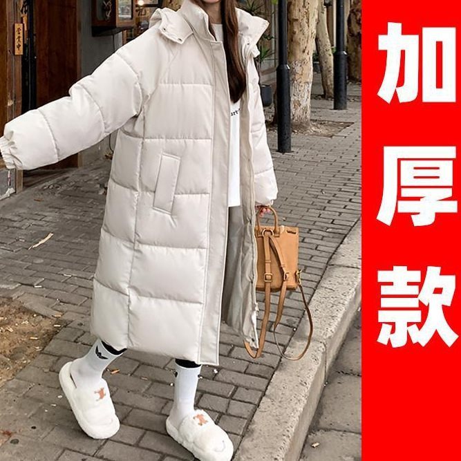 2025年新款，冬棉服女中长款过膝加厚棉衣宽松面包服连帽保暖外|undefined