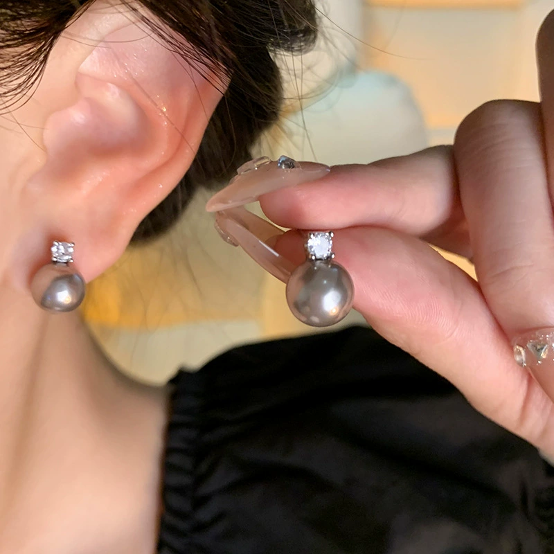 Серебряные серьги 925 пробы со стеклянными кристаллами и цветочными дизайнами из жемчуга и циркония, лёгкие 3×3×3 см