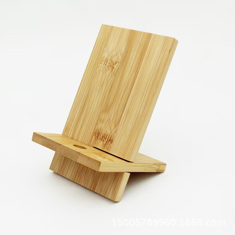 Bamboo Lazy Bracket Mobile Phone Holder Desktop Oblique Live Broadcast Bracket Multi-Functional Base Lettering Spot Wholesale Portable