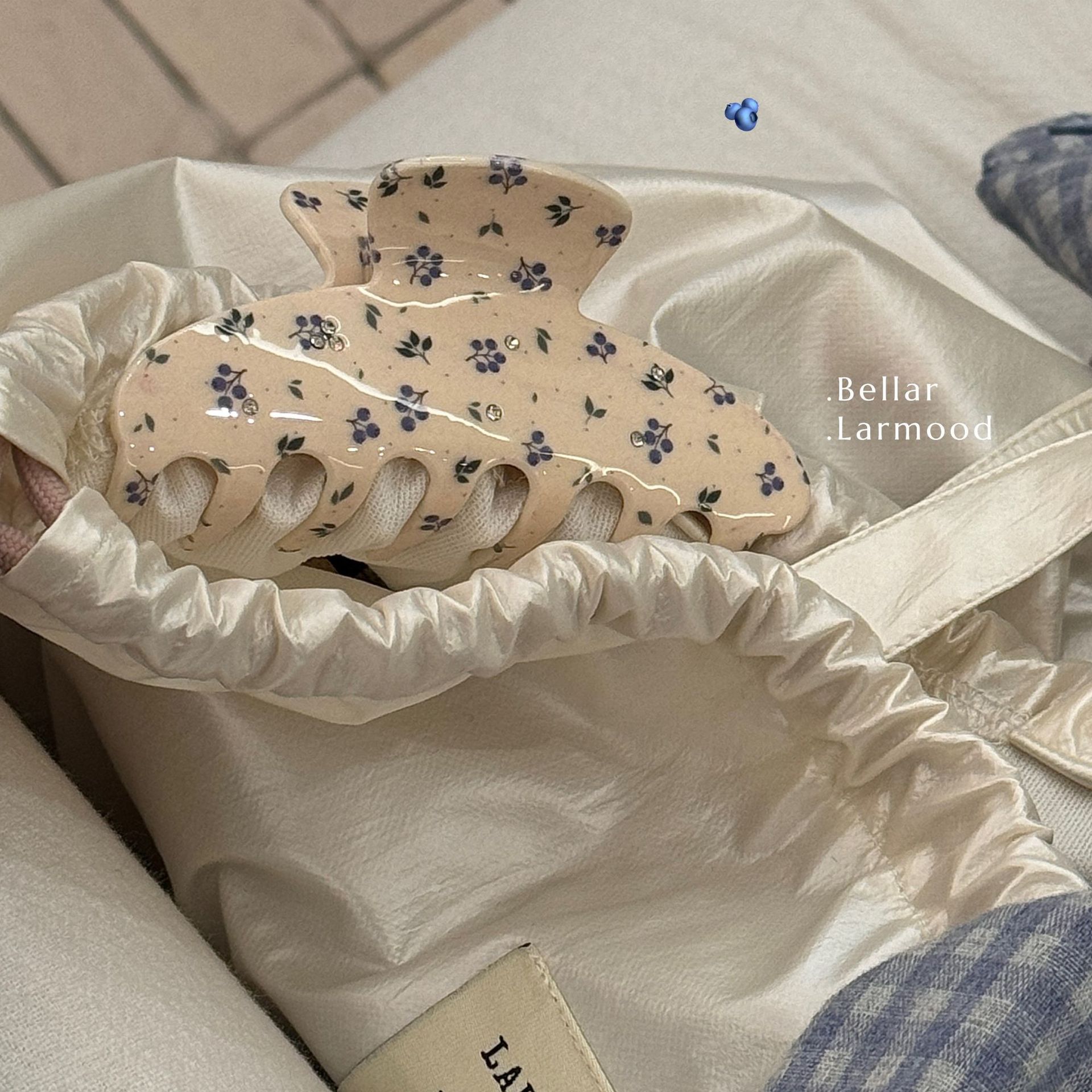 original design vintage floral cherry diamond grip korean style back head updo shark clip hairware female new