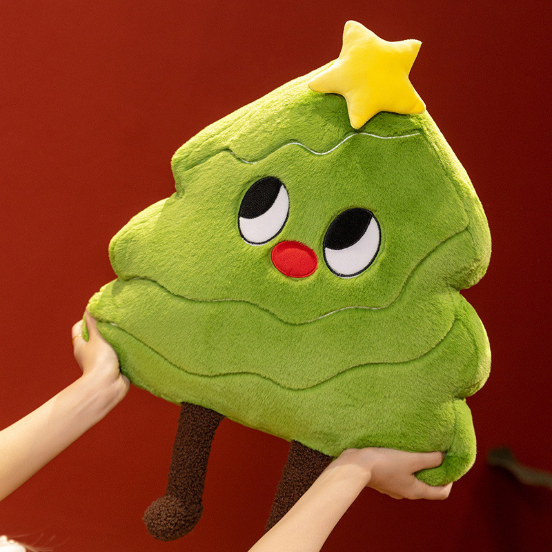 Creativo de dibujos animados Navidad árbol de Navidad almohada manta de coche de oficina 2 en 1 sofá asiento respaldo