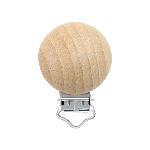 Cross-border wholesale 30mm beech wood nipple clip for DIY baby pacifier holder, round three-hole wooden nipple clip