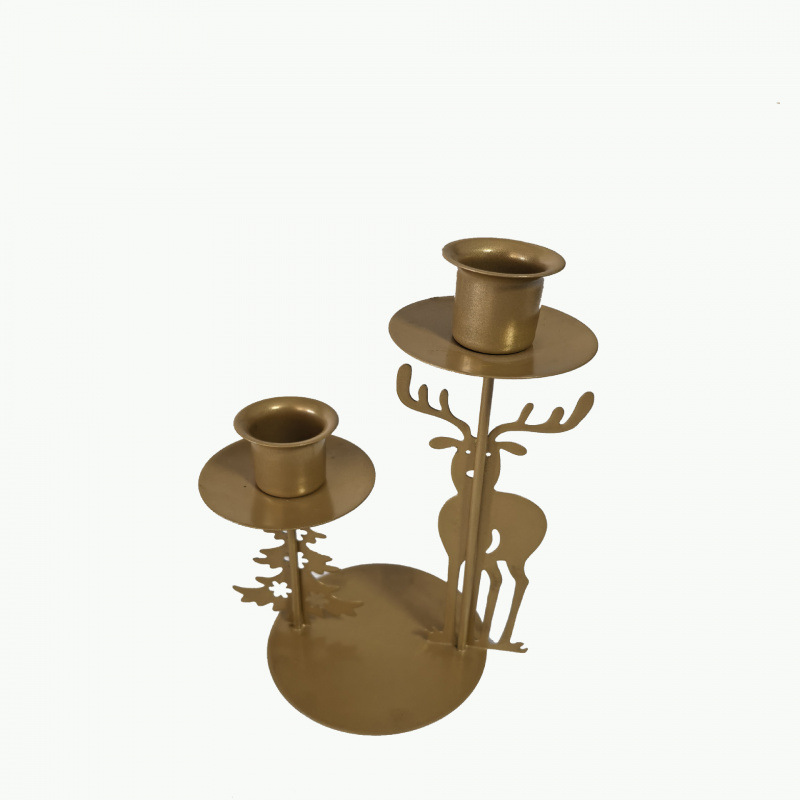 Inventario transfronterizo nuevo producto retro decoración navideña candelabros adornos navideños hierro forjado candelabros de estilo nórdico