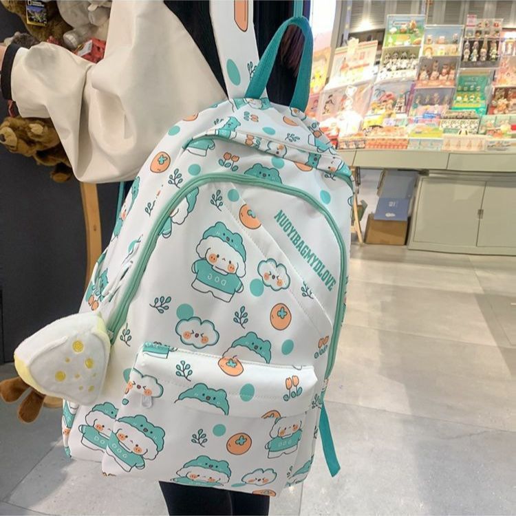 Moda nicho fresco dulce lindo Harajuku graffiti diseño mochila estudiante de secundaria gran capacidad