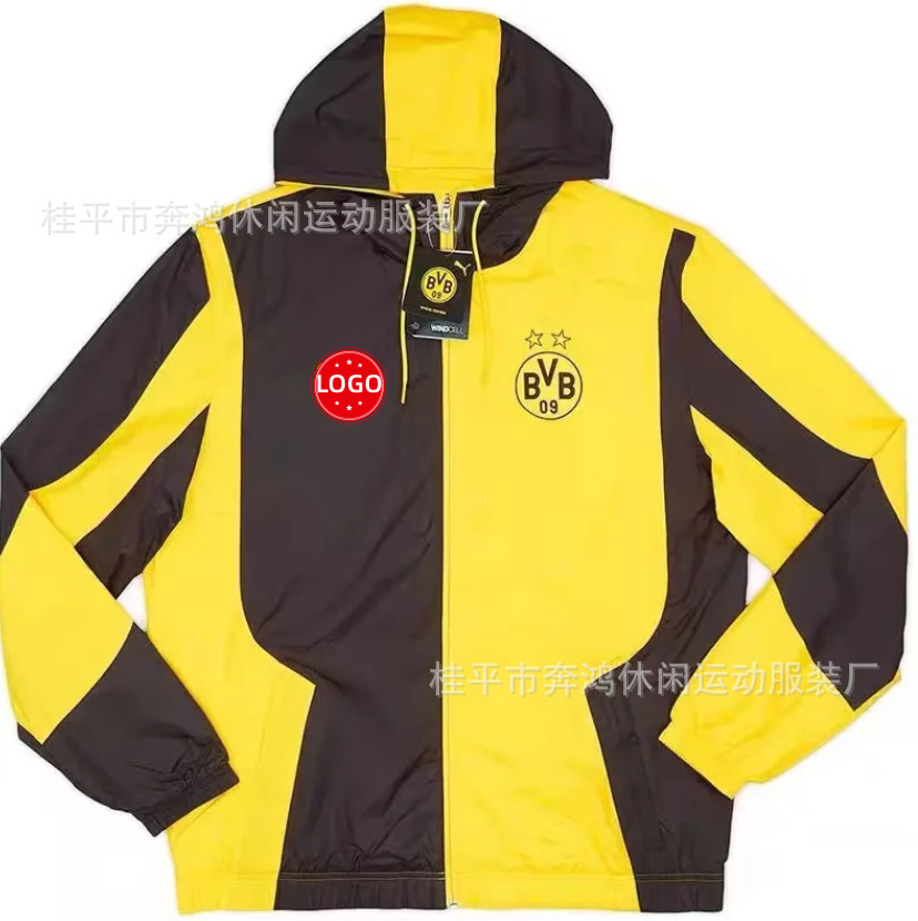 2526 chaqueta de fútbol con capuz nueva chaqueta de calentamiento a prueba de viento Barcelona Arsenal Real Madrid Manchester United chaqueta deportiva