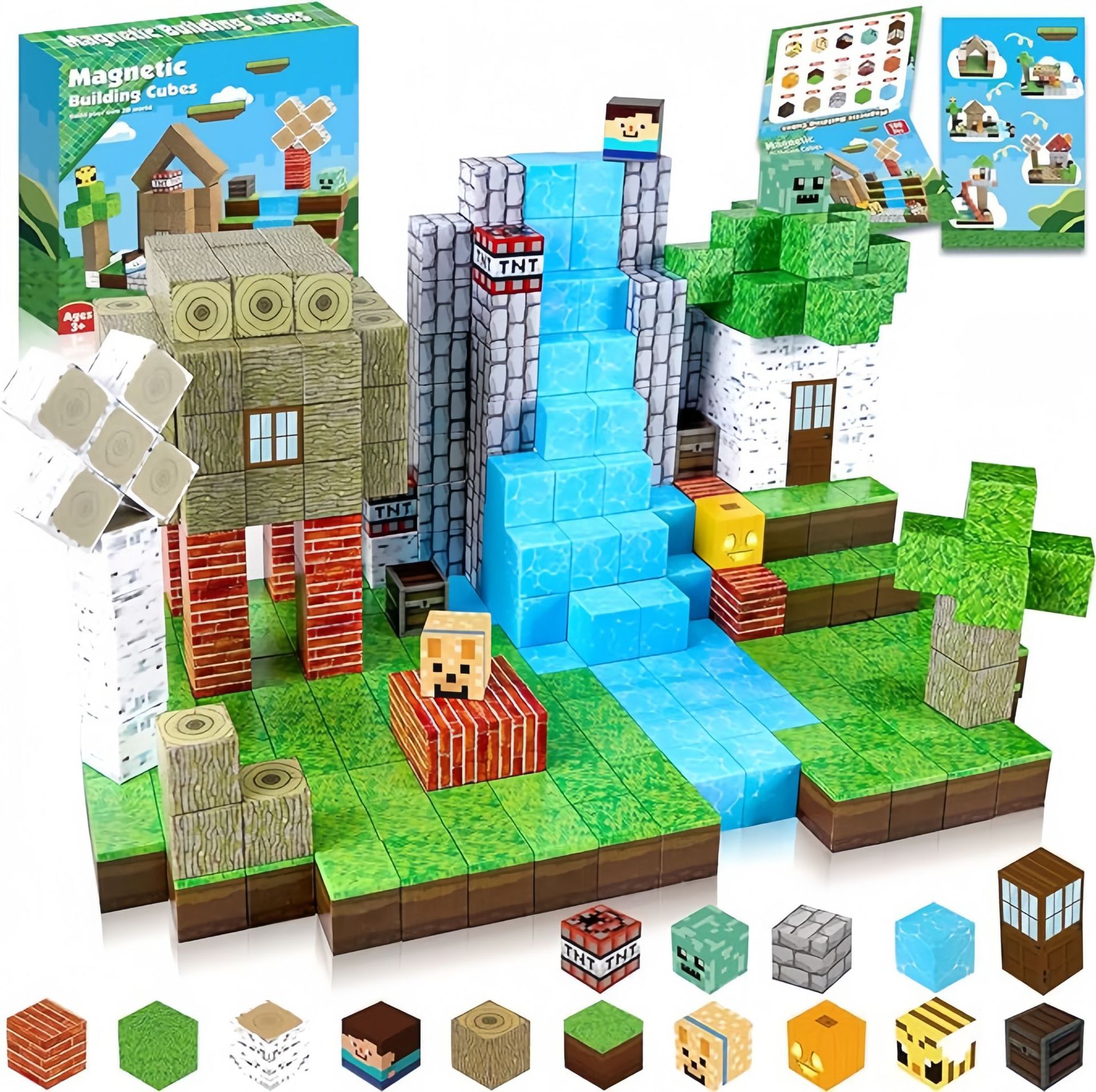 Transfronterizos Amazon My Blocks World Magnetic Block Set Puzzles Magnetic Cuadrados Juguetes Bosque Original
