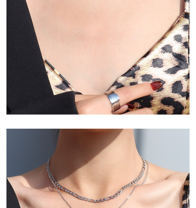 Double Layered Titanium Steel Necklace display picture 6