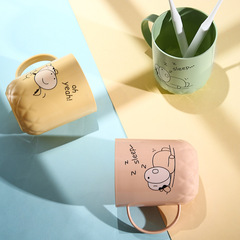 小熊杯創意漱口杯帶把 塑料兒童卡通簡約刷牙杯 情侶簡約洗漱杯子