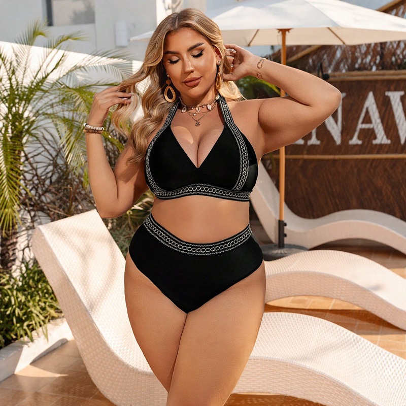European and American Cross-Border Sexy Bikini Plus Size Swimsuit Two-Piece Split Seaside Beach Vacation Swimsuit for Women