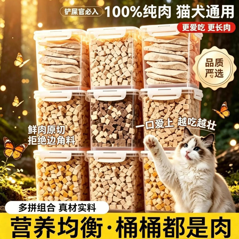 Freeze-Dried Cat Food, Chicken Breast Meat Chunks, Dog Food in a Can, High-Protein, No Additives, Complete Meal Snacks, Direct from the Manufacturer Freeze-Dried Cat Food, Chicken Breast Meat Chunks, Dog Food in a Can, High-Protein, No Additives, Complete Meal Snacks, Direct from the Manufacturer