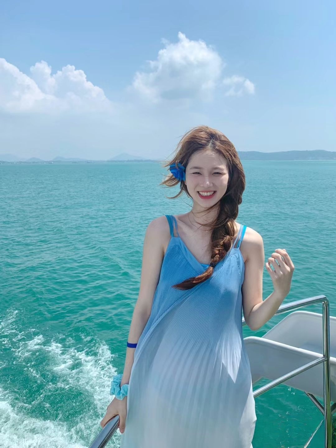 Đầm maxi nữ dáng dài tay sóng gradient màu phong cách Pháp — gradient màu chi tiết 4