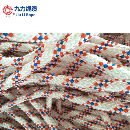 直销双层编织绳/涤纶绳/捆扎绳/安全绳/白色/加红色标记线