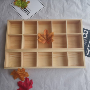 Wholesale Nine-Compartment Multi-Grid Jewelry Ring Display Tray Display Box Wooden Pine Wood Viewing Tray Wooden